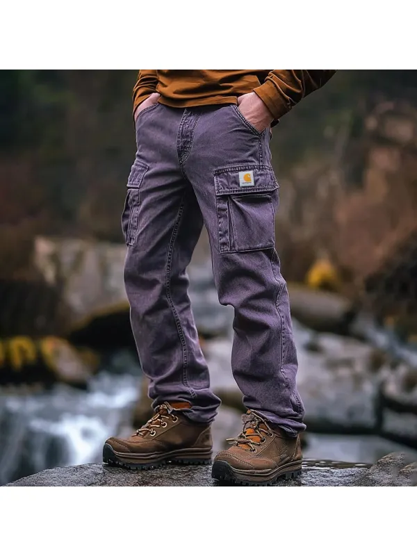 Vintage Outdoor Men's Casual Pants Overalls Multifunctional Trousers Washed Jeans Trousers - Ootdmw.com 