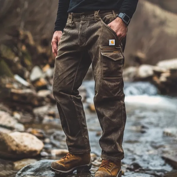 Retro Outdoor Men's Casual Pants Overalls Multifunctional Trousers Cotton Wear-resistant Work Trousers - Zivinfo.com 