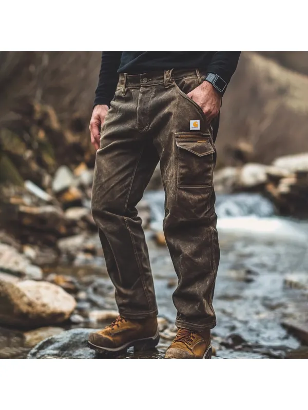 Retro Outdoor Men's Casual Pants Overalls Multifunctional Trousers Cotton Wear-resistant Work Trousers - Ootdmw.com 