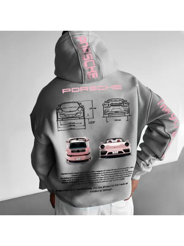 Oversized Streetwear Sports Car Graphic Hoodie - Ootdmw.com 