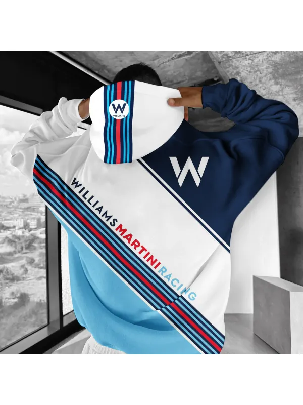Oversize Racing Graphic Print Hoodie Williams Print Hoodie - Ootdmw.com 
