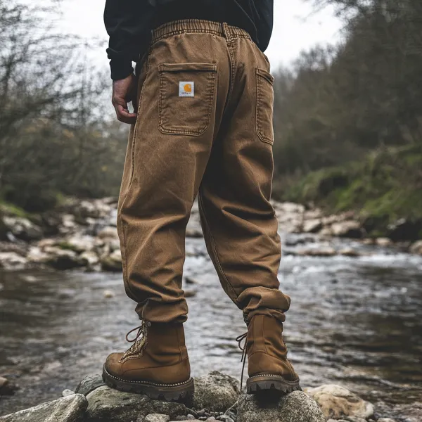 Retro Outdoor Men's Casual Pants Overalls Multifunctional Trousers Cotton Wear-resistant Work Trousers - Zivinfo.com 