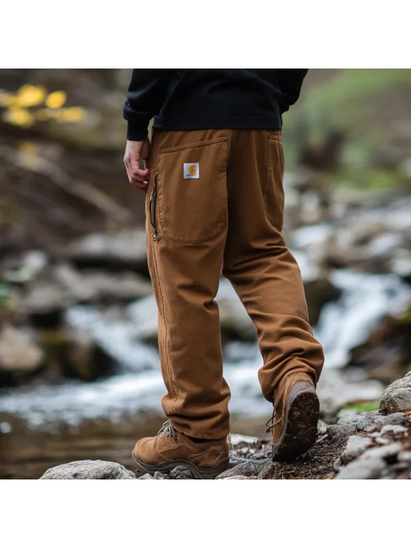 Retro Outdoor Men's Casual Pants Overalls Multifunctional Trousers Cotton Wear-resistant Work Trousers - Ootdmw.com 