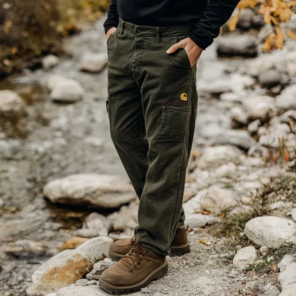 Retro Outdoor Men's Casual Pants Overalls Multifunctional Trousers Cotton Wear-resistant Work Trousers - Ootdcowboys.com 