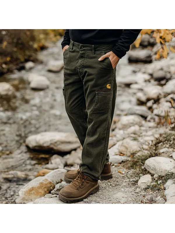 Retro Outdoor Men's Casual Pants Overalls Multifunctional Trousers Cotton Wear-resistant Work Trousers - Ootdmw.com 