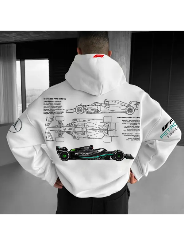 Oversize Racing Graphic Print Hoodie - Ootdmw.com 