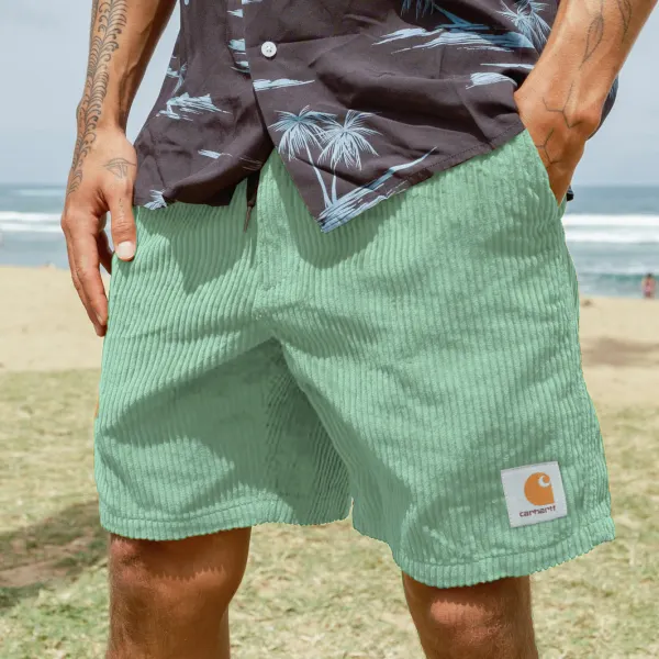 Men's Summer Beach Casual Surf Corduroy Shorts - Zivinfo.com 