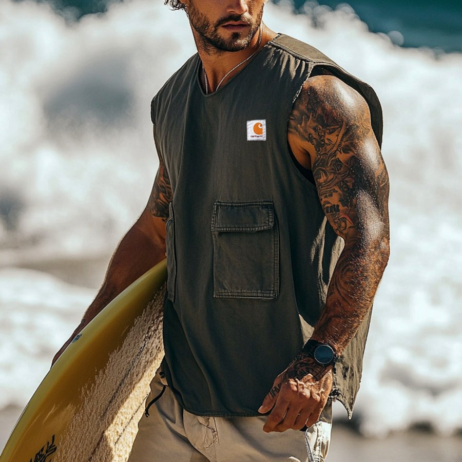 

Men's Vintage Crew Neck Sleeveless Tank Top