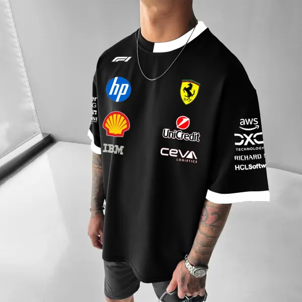 Men's Casual Loose Racing Style Printed T-Shirt - Ootdcowboys.com 