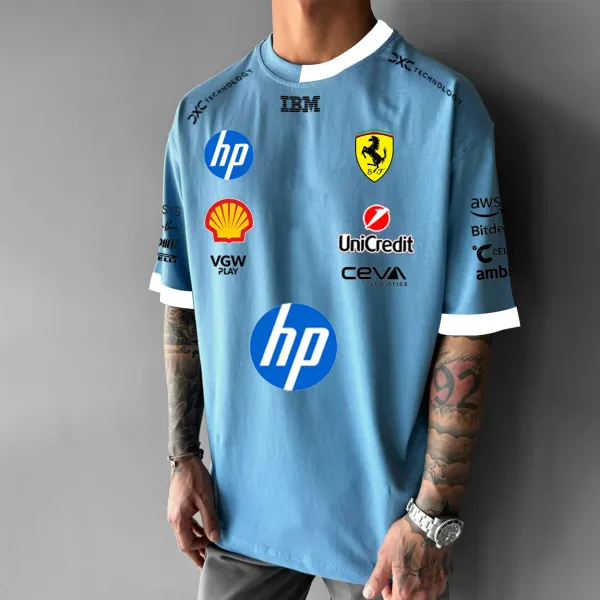 Men's Casual Loose Racing Style Printed T-Shirt - Ootdcowboys.com 