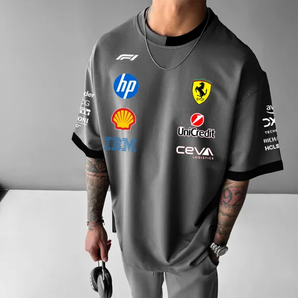 Men's Casual Loose Racing Style Printed T-Shirt - Ootdcowboys.com 