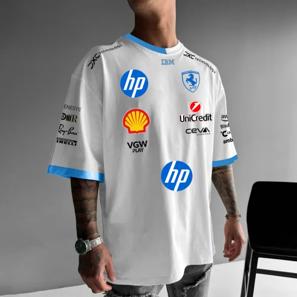 Men's Casual Loose Racing Style Printed T-Shirt - Ootdcowboys.com 