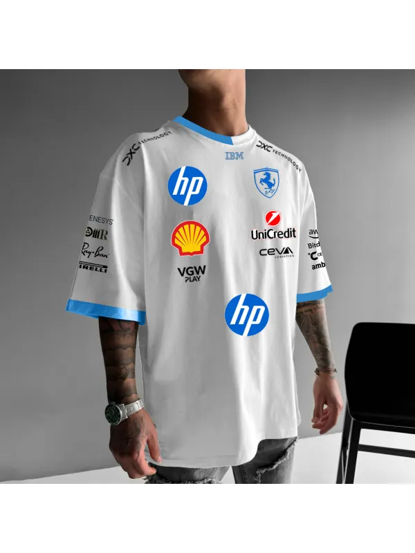 Men's Casual Loose Racing Style Printed T-Shirt - Ootdmw.com 