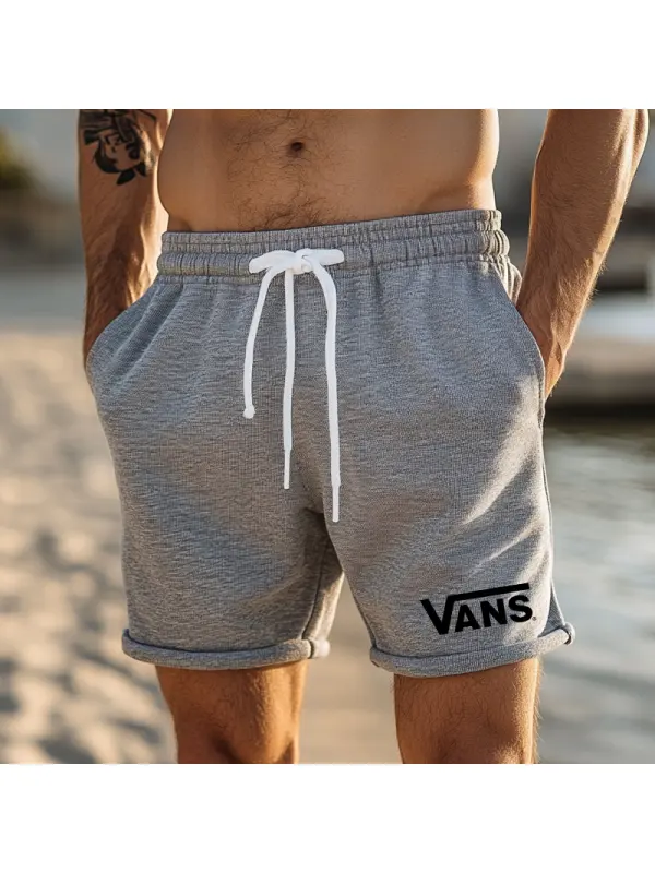 Men's Casual Shorts With Adjustable Drawstring And Logo Detail - Ootdmw.com 