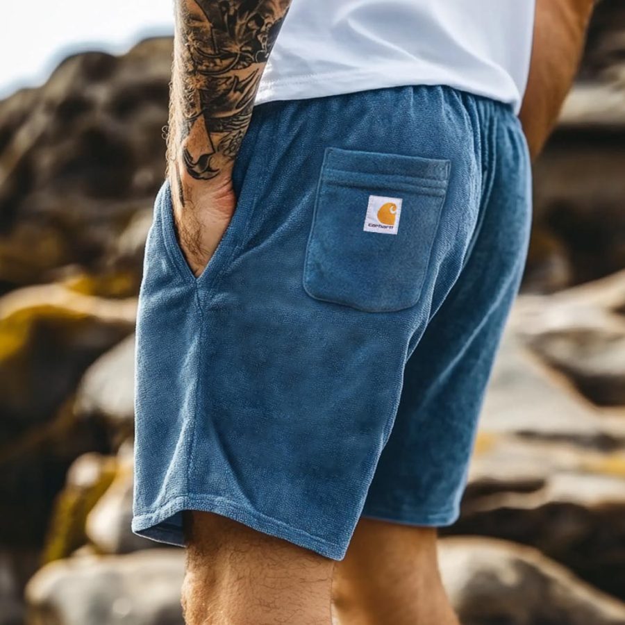 

Men's Vintage Terry Towelling Elastic Drawstring Surfing Shorts Boardshorts