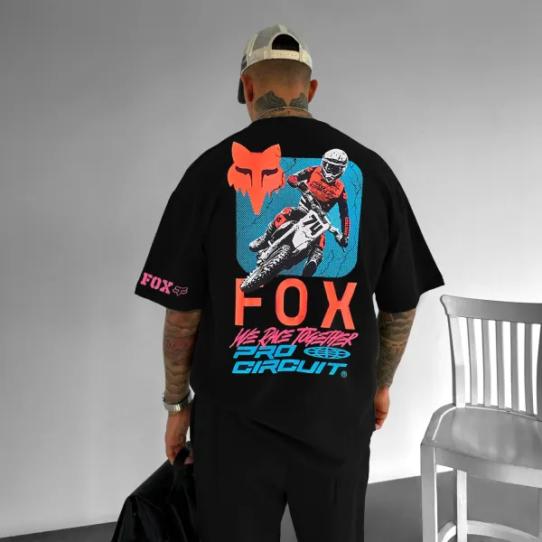 Retro Casual Racing Print Oversized T-Shirt - Zivinfo.com 
