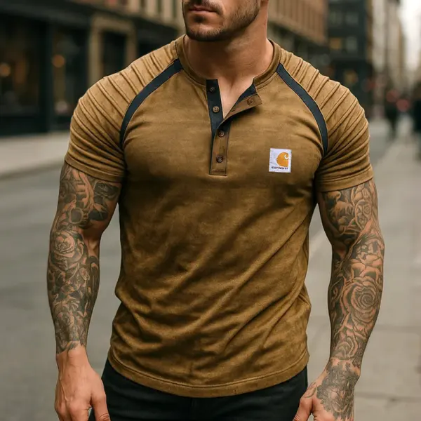 Multiple Folds Stylish Henley T-Shirt For Men - Perfect For Casual And Outdoor Activities - Zivinfo.com 