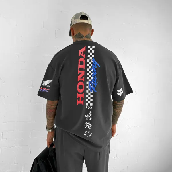 Retro Racing Lettering Oversized T-Shirt - Zivinfo.com 