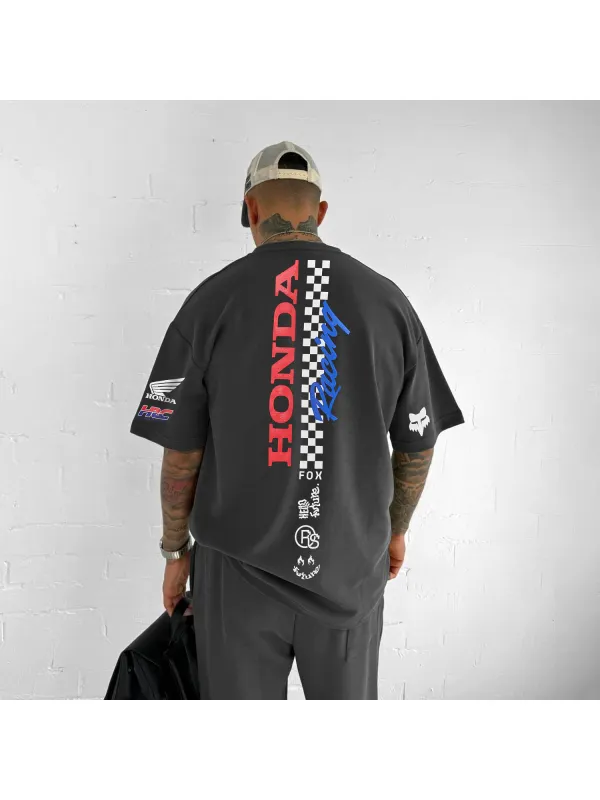 Retro Racing Lettering Oversized T-Shirt - Wearmw.chimpone.com 