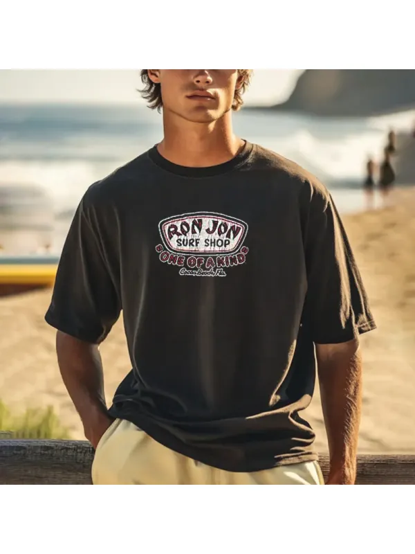 Men's Dark Gray Loose Fit Surf T-Shirt - Ootdmw.com 