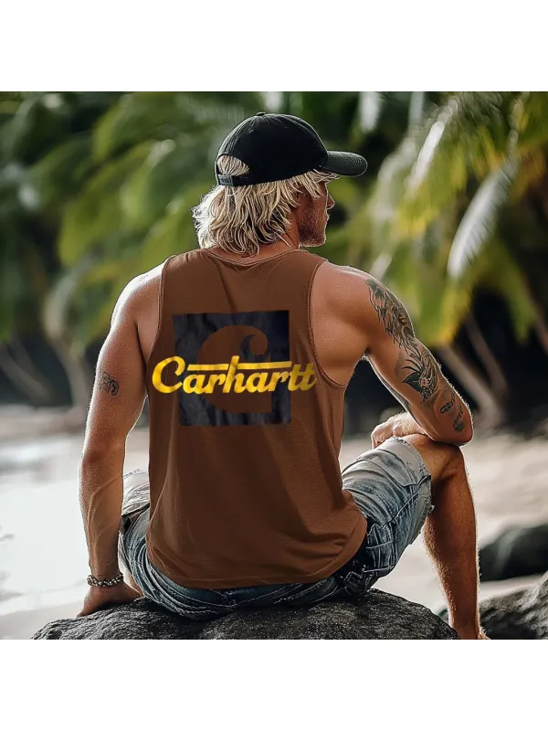 Vintage Unisex Beach Vacation Surf Logo Print Sleeveless Tank Top - Wearmw.chimpone.com 