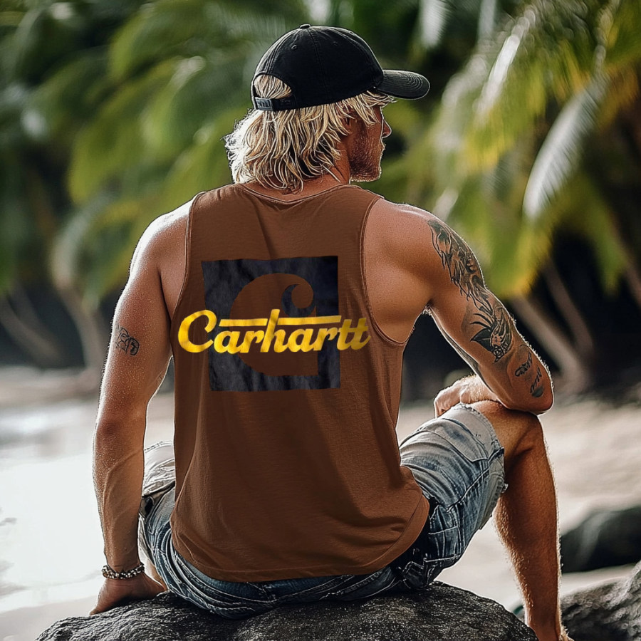 

Vintage Unisex Beach Vacation Surf Logo Print Sleeveless Tank Top