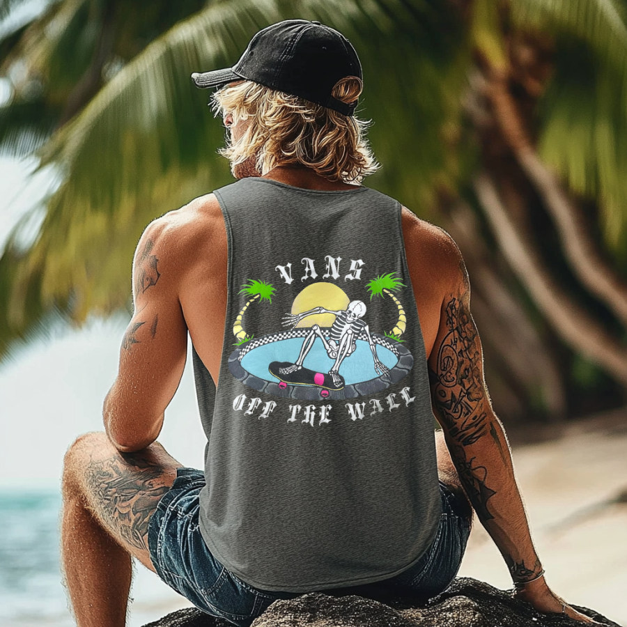 

Vintage Unisex Beach Vacation Surf Logo Print Sleeveless Tank Top