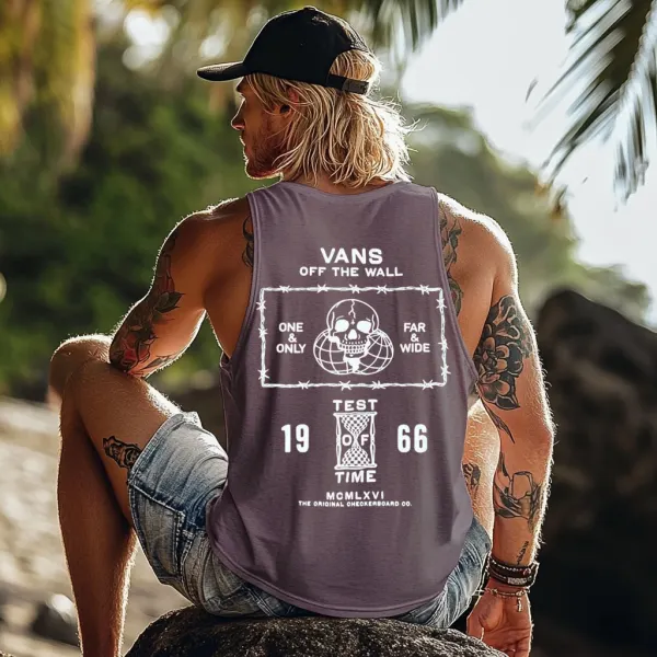Vintage Unisex Beach Vacation Surf Logo Print Sleeveless Tank Top - Wayrates.com 