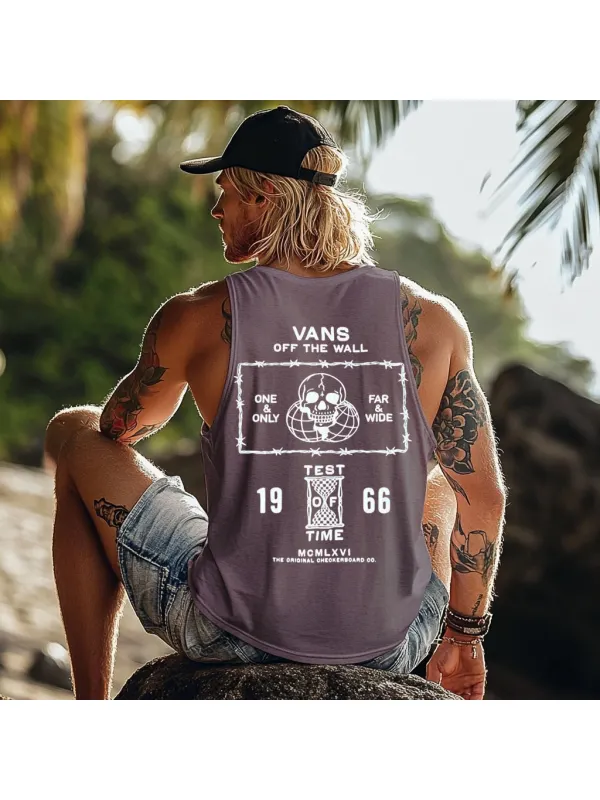 Vintage Unisex Beach Vacation Surf Logo Print Sleeveless Tank Top - Wearmw.chimpone.com 