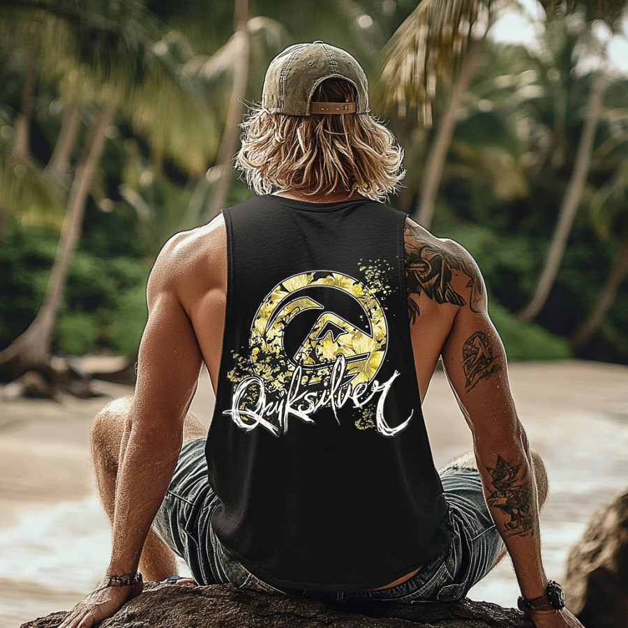 

Vintage Unisex Beach Vacation Surf Logo Print Sleeveless Tank Top