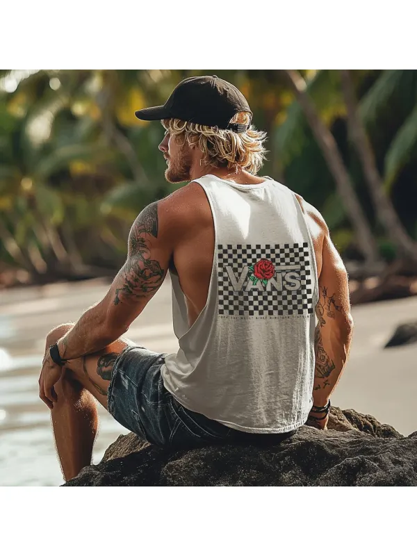 Vintage Unisex Beach Vacation Surf Logo Print Sleeveless Tank Top - Shopyiyistories.com 
