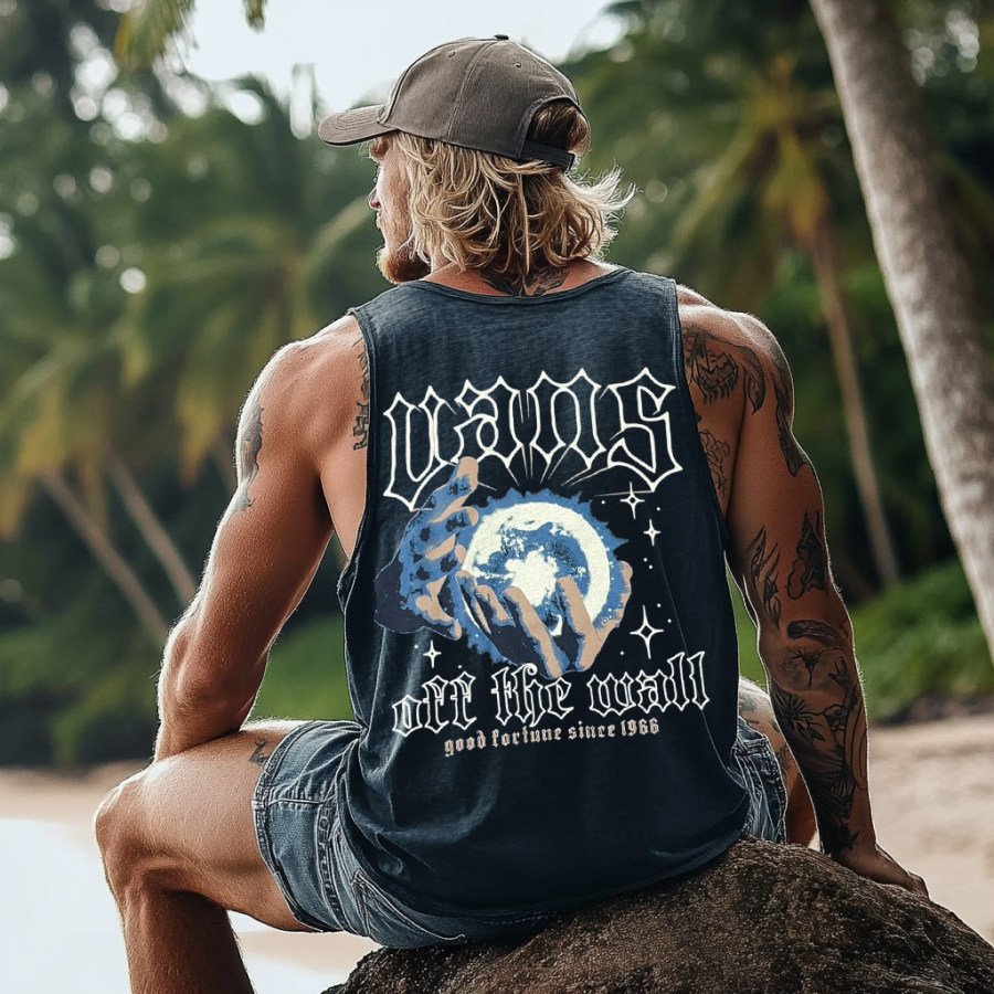 

Vintage Unisex Beach Vacation Surf Logo Print Sleeveless Tank Top