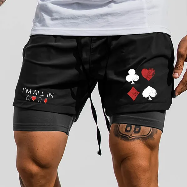 Playing Card Print Gym Performance Shorts - Ootdyouth.com 