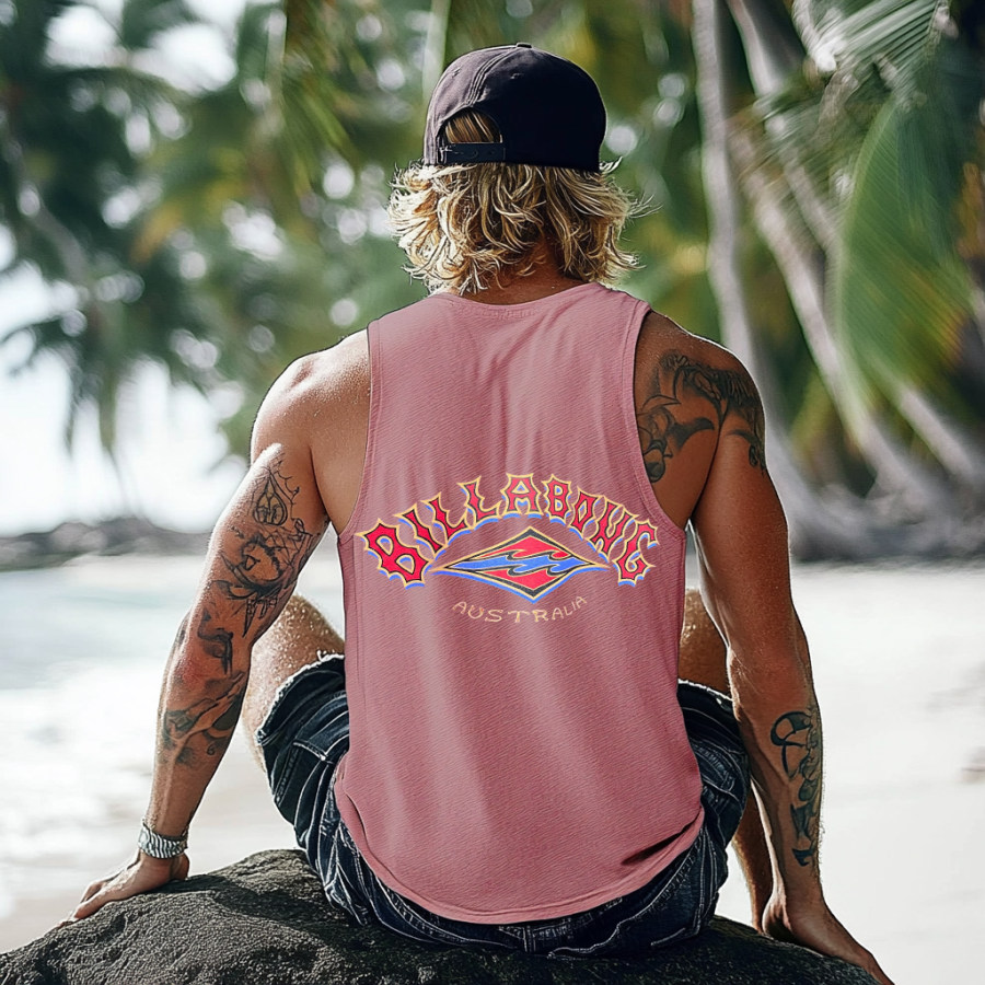 

Vintage Unisex Beach Vacation Surf Logo Print Sleeveless Tank Top