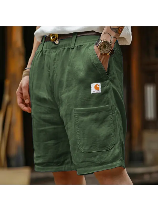 Men's Vintage Surf Multi-Pocket Elastic Drawstring Cargo Shorts - Ootdmw.com 