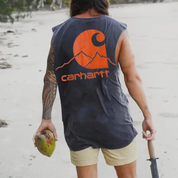 Vintage Lettering Design Loose Vest - Spiretime.com 