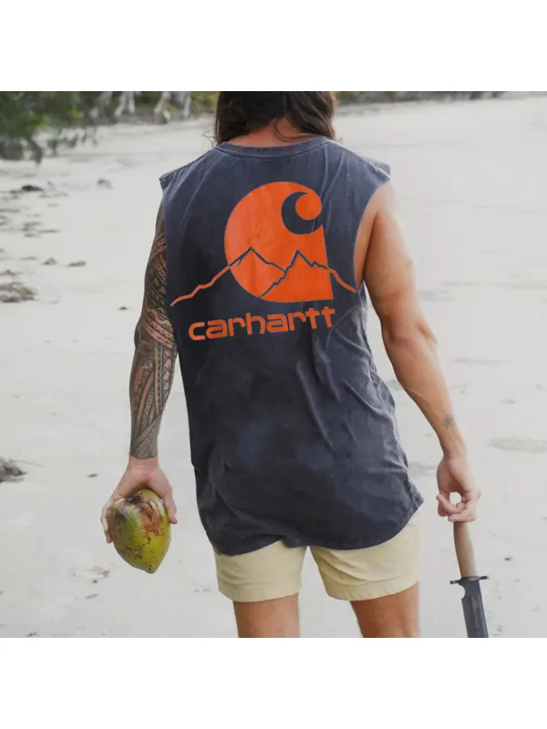 Vintage Lettering Design Loose Vest - Ootdmw.com 