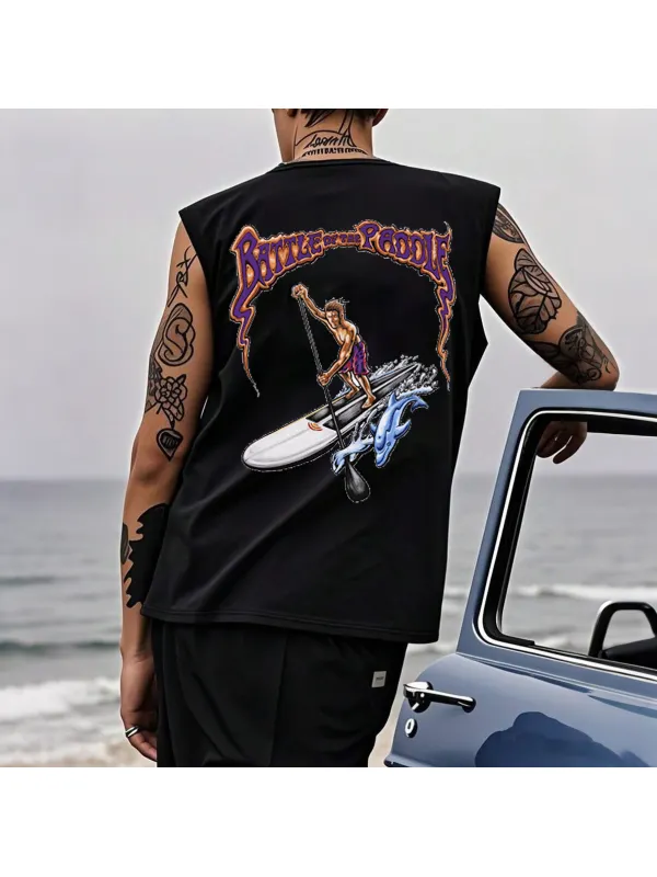 Men's Battle Of The Paddle Graphic Tank Top - Wearmw.chimpone.com 