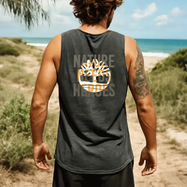 Eco-Friendly Sleeveless Tank Top With Nature Needs Heroes Graphic - Ootdcowboys.com 