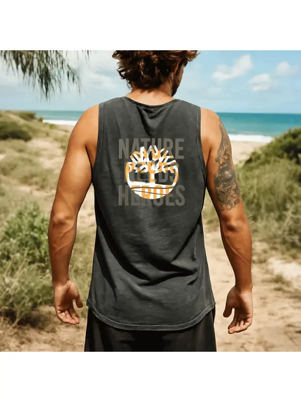 Eco-Friendly Sleeveless Tank Top With Nature Needs Heroes Graphic - Frontiercool.com 