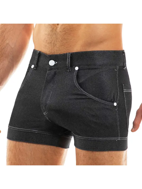 Men's Sports Fitness Stretch Shorts Shorts Elastic Waist Beach Swimming Cycling Denim Shorts Comfortable Home Shorts - Anrider.com 