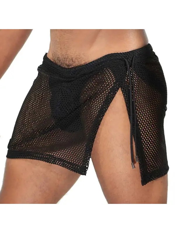 Men's Mesh Shorts Shorts Elastic Waist Beach Swim Trunks Home Leisure Comfortable Breathable Pants Skirt Sexy Shorts - Anrider.com 