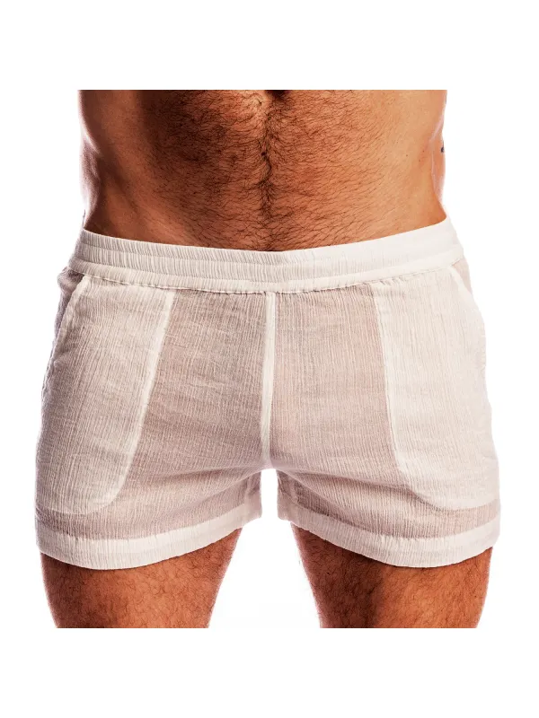 Men's Sports Fitness Shorts Shorts Elastic Waist Beach Swimming Leisure Comfortable Lace Stitching Cotton Home Shorts - Anrider.com 