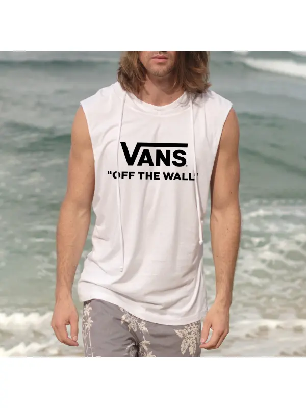 Mens Casual Surf Logo Print Hooded Tank Top - Frontiercool.com 