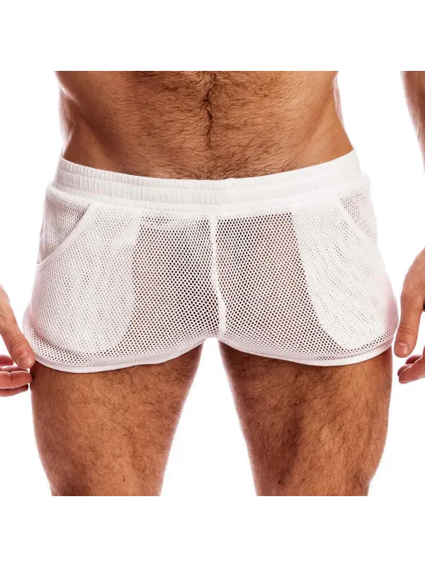 Men's Mesh Shorts Sports Gym Shorts Sexy Club Shorts Elastic Waist Beach Swim Shorts - Anrider.com 