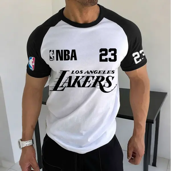 Men's Basketball Fan Sports Graphic Contrast Color T-Shirt - Ootdyouth.com 