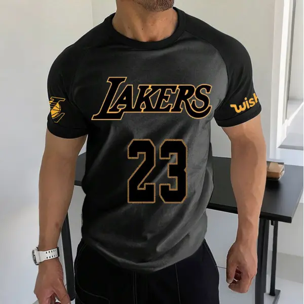 Men's Basketball Fan Sports Graphic Contrast Color T-Shirt - Ootdyouth.com 