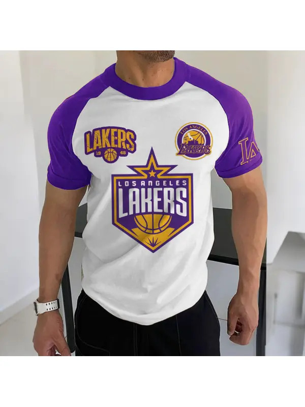 Men's Basketball Fan Sports Graphic Contrast Color T-Shirt - Frontiercool.com 