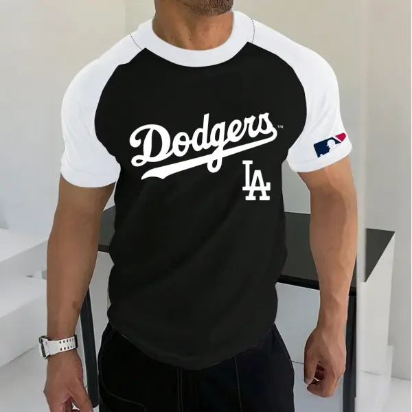 Men's Baseball Fan Sports Graphic Contrast Color T-Shirt - Ootdyouth.com 