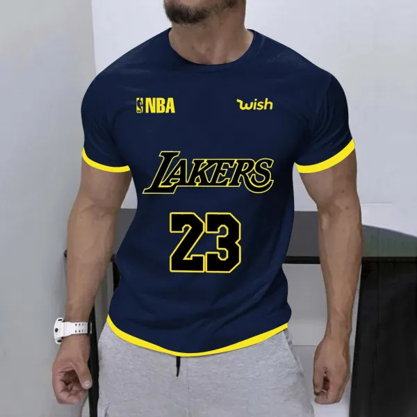 Men's Basketball Fan Sports Graphic Contrast Color T-Shirt - Ootdyouth.com 